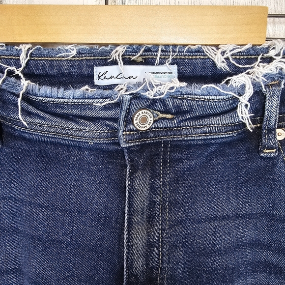 Kancan Jeans for Maurices Women's Size 32 Distressed Frayed Hem Blue Denim Ankle - Picture 3 of 16